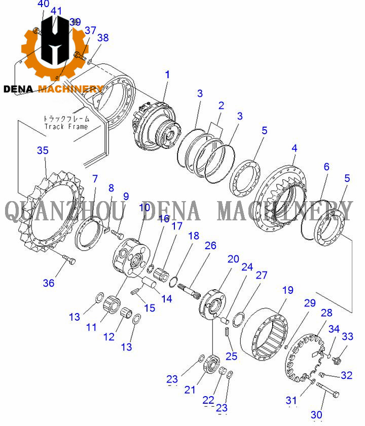 Top Quality Planetary Reducer Gear - Komatsu PC200-6 Crawler excavator parts Forging Gear Travel Reduction gearbox Sun Gear Planet Carrier Assembly –  Dena